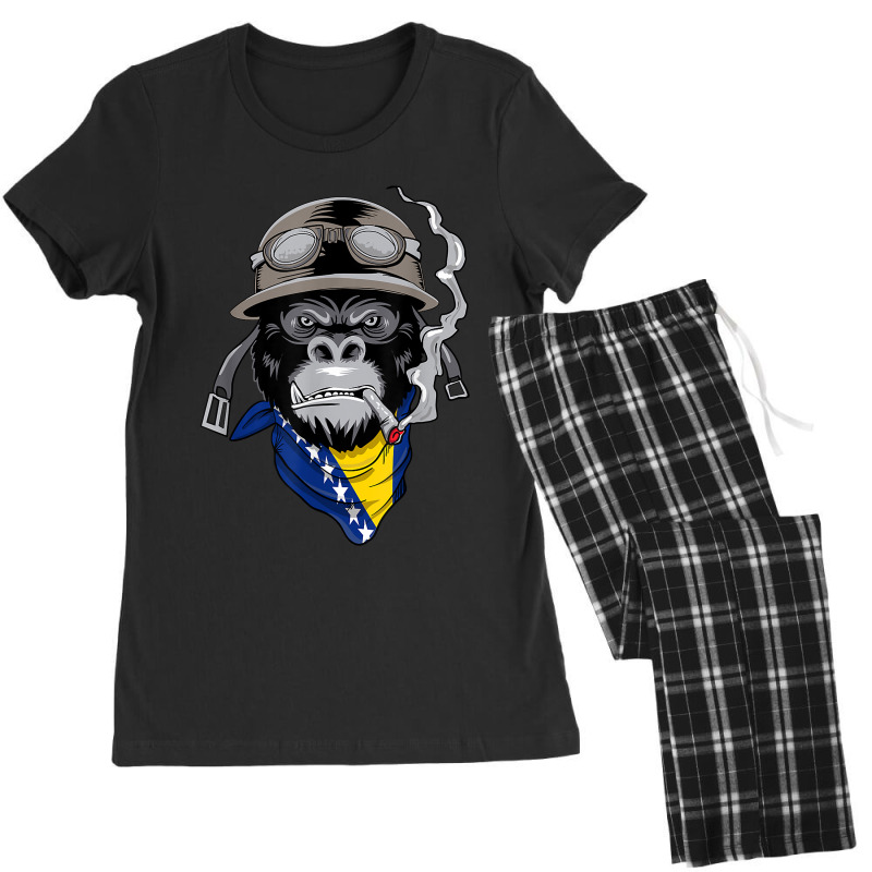 Bosnian And Herzegovinian Flag Biker Bosnia Herzegovina Women's Pajamas Set by JustinStringer | Artistshot