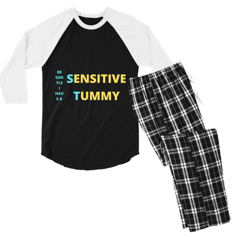 Be Gentle I Have A Sensitive Tummy Sticker Men's 3/4 Sleeve Pajama Set by cm-arts | Artistshot