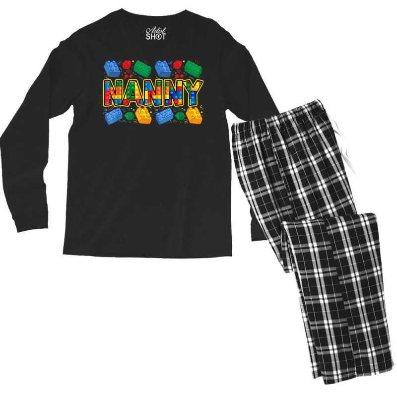 Nanny Brick Builder Funny Grandma Blocks Master Builder Men's Long Sleeve Pajama Set | Artistshot