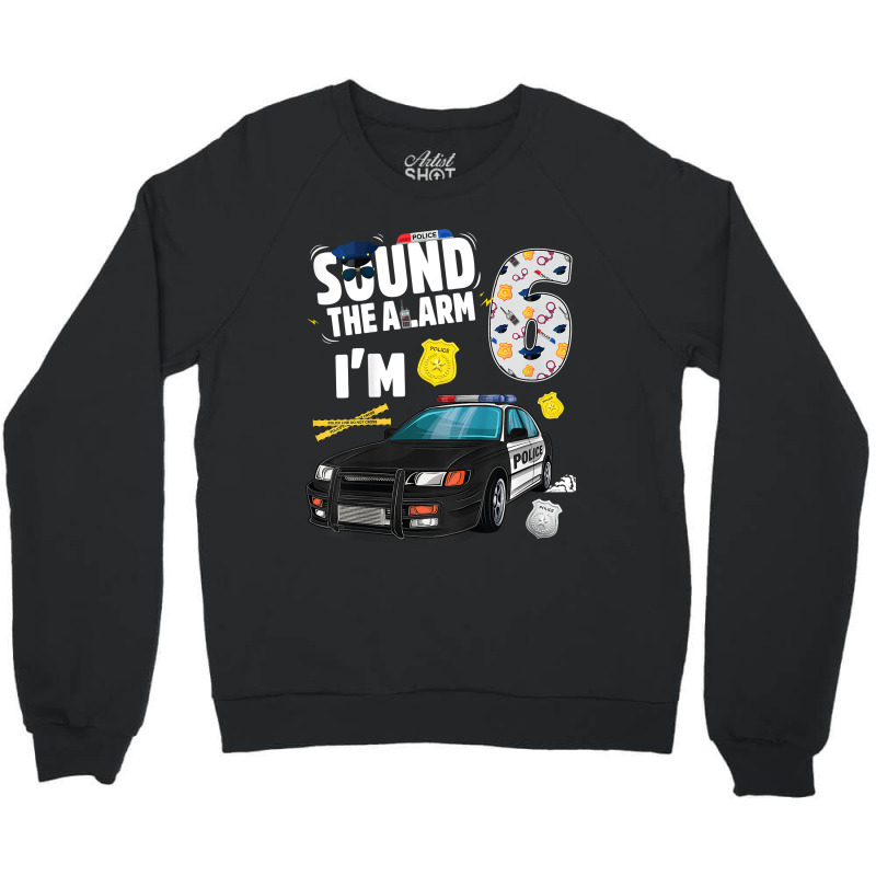 Kids Police Car 6th Birthday Boy 6 Year Old Cop Policeman Officer Crewneck Sweatshirt | Artistshot