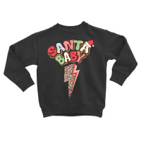 Santa Leopard Lightning Bolt Santa Hat Baby Christmas Retro Toddler Sweatshirt | Artistshot