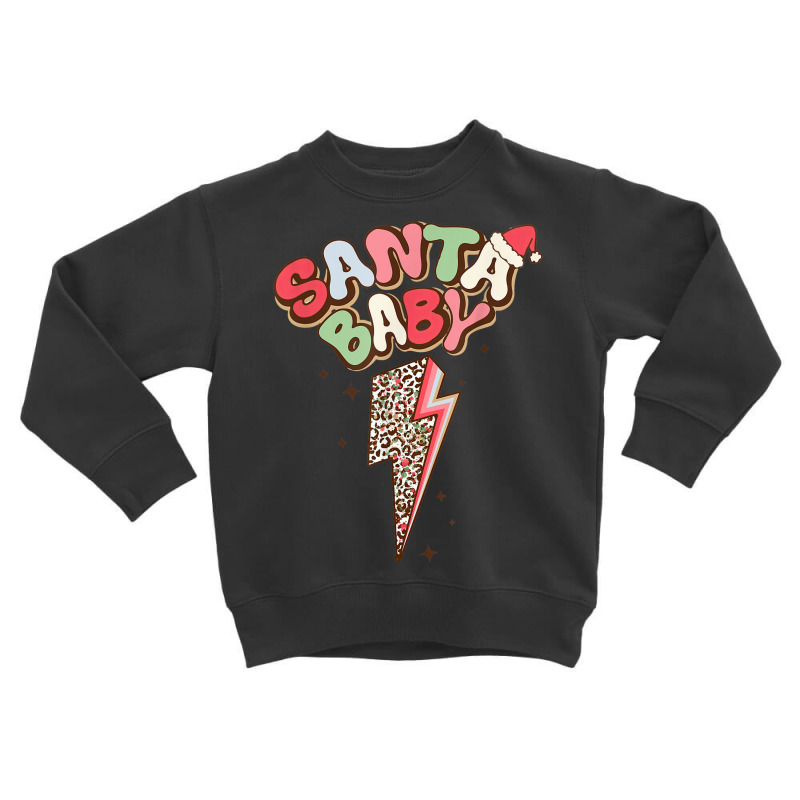 Santa Leopard Lightning Bolt Santa Hat Baby Christmas Retro Toddler Sweatshirt by Creed | Artistshot