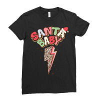 Santa Leopard Lightning Bolt Santa Hat Baby Christmas Retro Ladies Fitted T-shirt | Artistshot