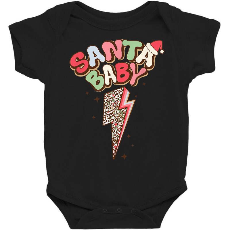 Santa Leopard Lightning Bolt Santa Hat Baby Christmas Retro Baby Bodysuit by Creed | Artistshot