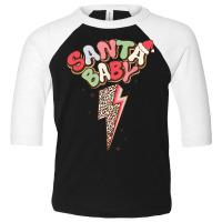 Santa Leopard Lightning Bolt Santa Hat Baby Christmas Retro Toddler 3/4 Sleeve Tee | Artistshot