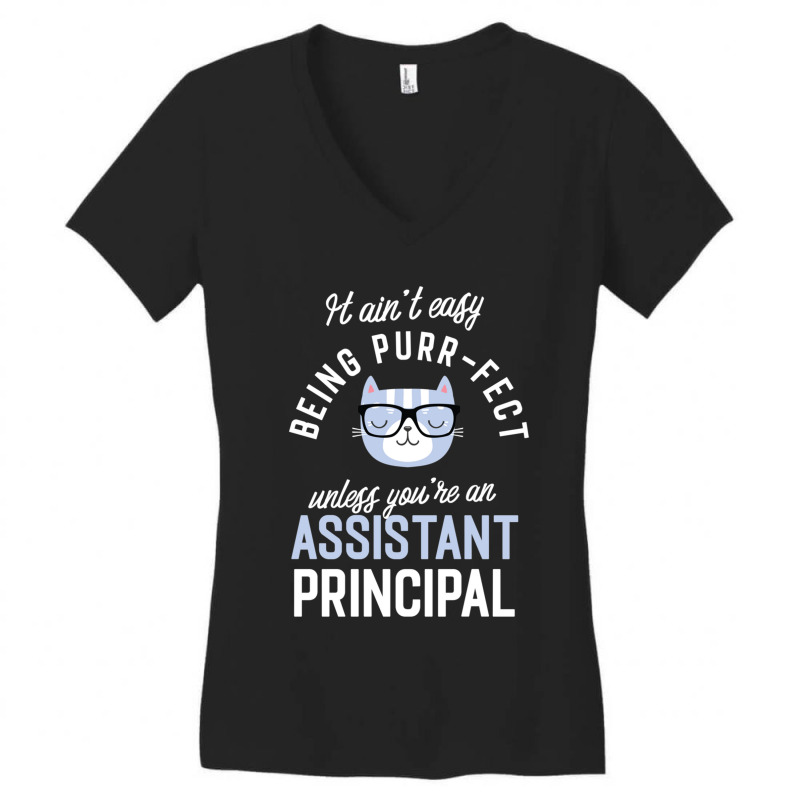 Assistant Principal Cat Lover Gifts It Ain T Easy Being Purr Fect Women's V-Neck T-Shirt by MICHAELOHARRA | Artistshot