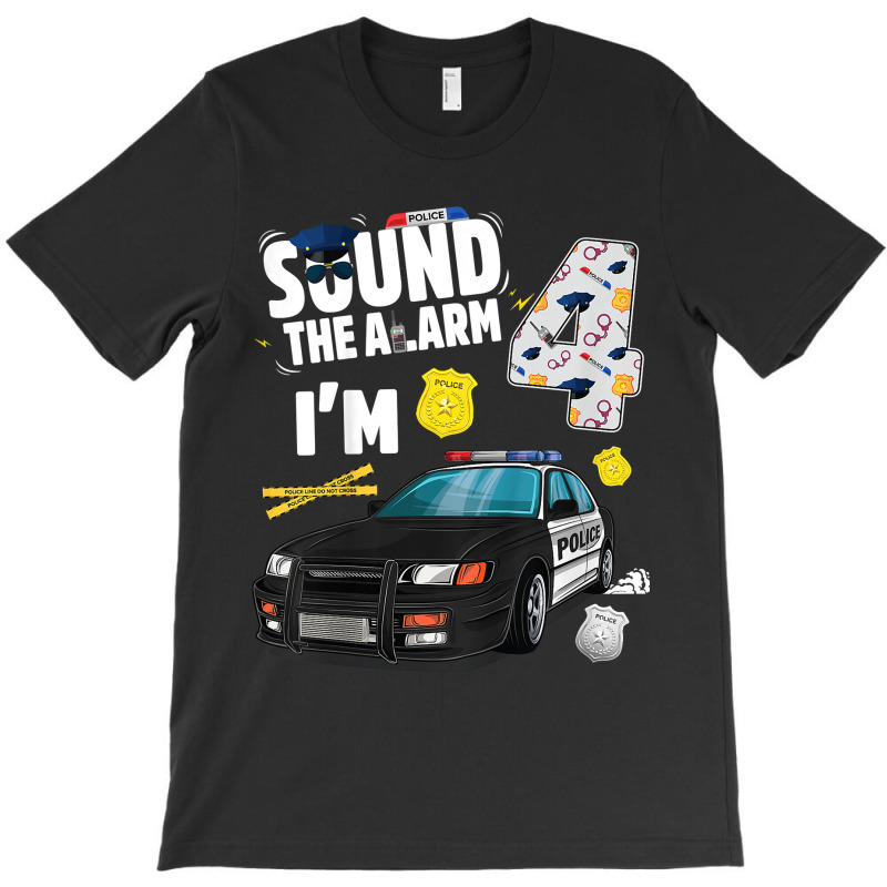 Kids Police Car 4th Birthday Boy 4 Year Old Cop Policeman Officer T-shirt | Artistshot