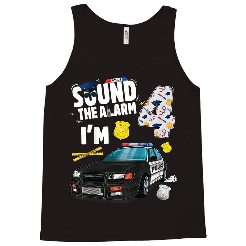 Kids Police Car 4th Birthday Boy 4 Year Old Cop Policeman Officer Tank Top | Artistshot