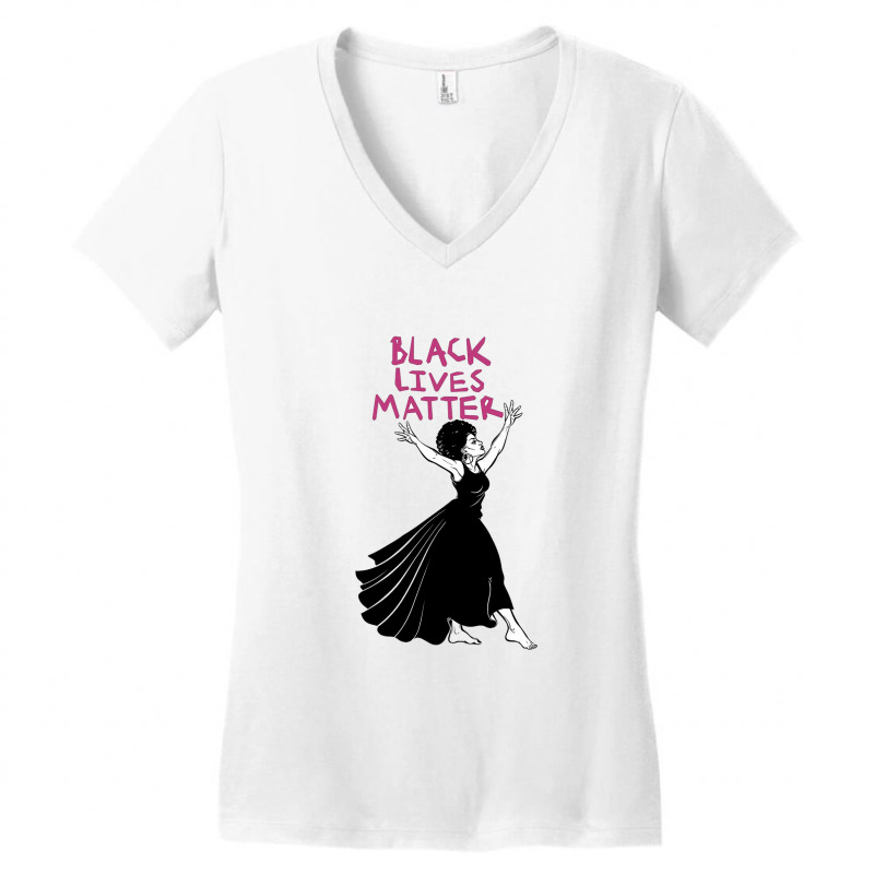 Confident And Beautiful African American Woman In A Long Dress Express Women's V-Neck T-Shirt by cm-arts | Artistshot