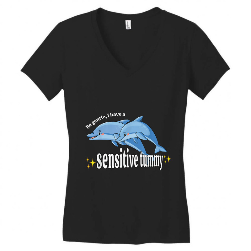 Sei Sanft Ich Habe Einen Empfindlichen Bauch Women's V-Neck T-Shirt by cm-arts | Artistshot