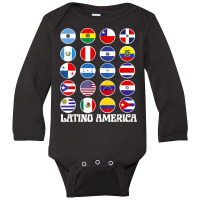 All Latin American Flags Countries Hispanic Heritage Month T Shirt Long Sleeve Baby Bodysuit | Artistshot