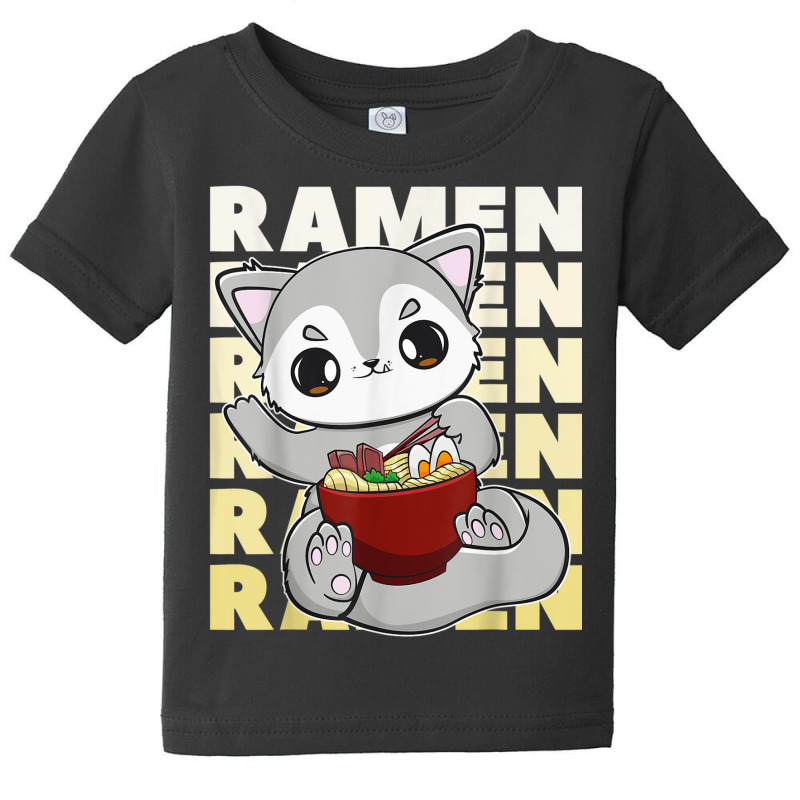 Cute Anime Wolf With Ramen And Japanese Noodles Baby Tee by Color | Artistshot