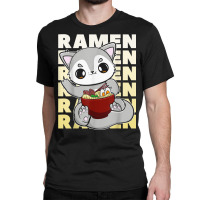 Cute Anime Wolf With Ramen And Japanese Noodles Classic T-shirt | Artistshot