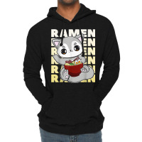 Cute Anime Wolf With Ramen And Japanese Noodles Lightweight Hoodie | Artistshot