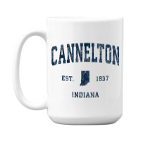 Cannelton Indiana In Vintage Athletic Navy Sports Design 15 Oz Coffee Mug | Artistshot