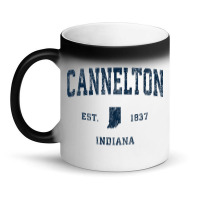 Cannelton Indiana In Vintage Athletic Navy Sports Design Magic Mug | Artistshot