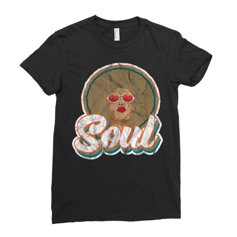 Soul Afro African American Melanin 70's Black Pride Vintage Ladies Fitted T-Shirt by Amenity | Artistshot