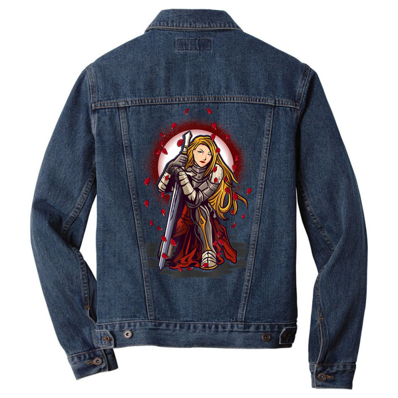 Woman Female Warrior Knight Medieval Fantasy Armor Sword T Shirt Men Denim Jacket | Artistshot