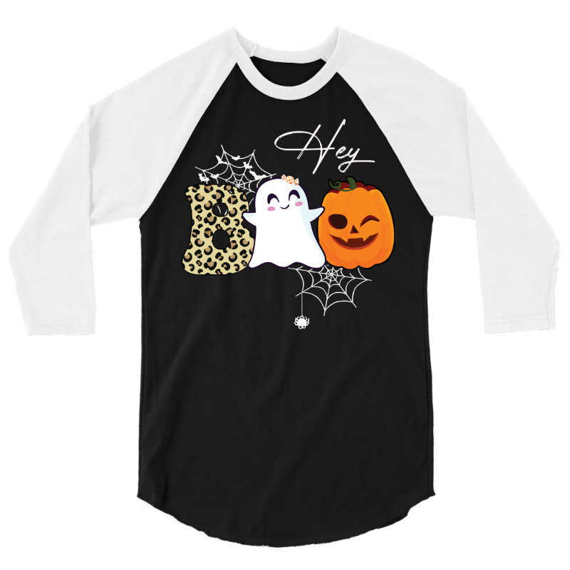 Gift Idea T  Shirt Hey Boo Cute Ghost With Pumpkin Halloween T  Shirt 3/4 Sleeve Shirt | Artistshot