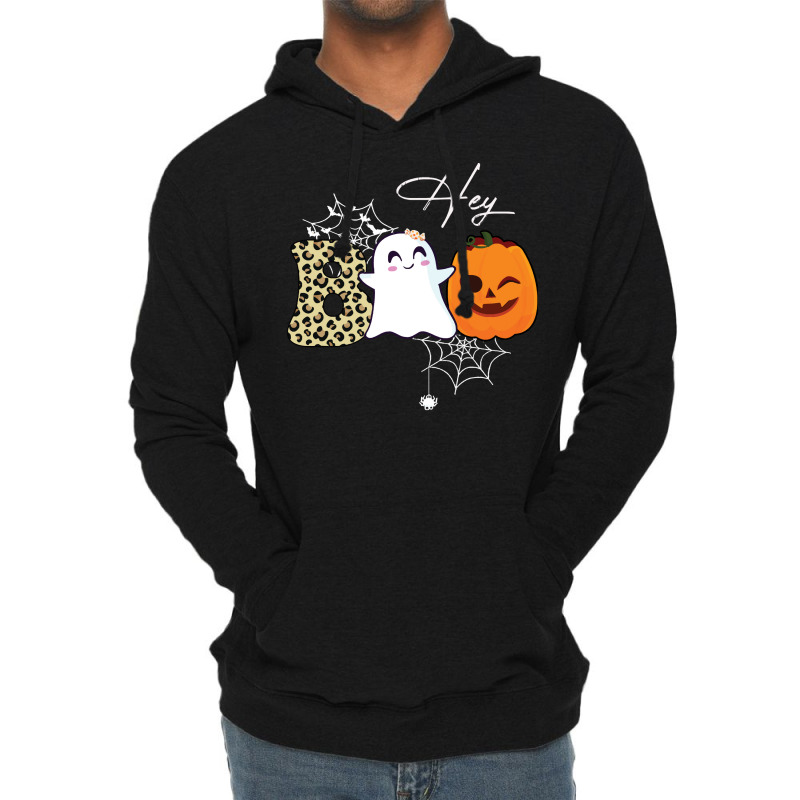 Gift Idea T  Shirt Hey Boo Cute Ghost With Pumpkin Halloween T  Shirt Lightweight Hoodie | Artistshot