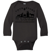 True Story Nativity Merry Christmas Jesus Birth Long Sleeve Baby Bodysuit | Artistshot