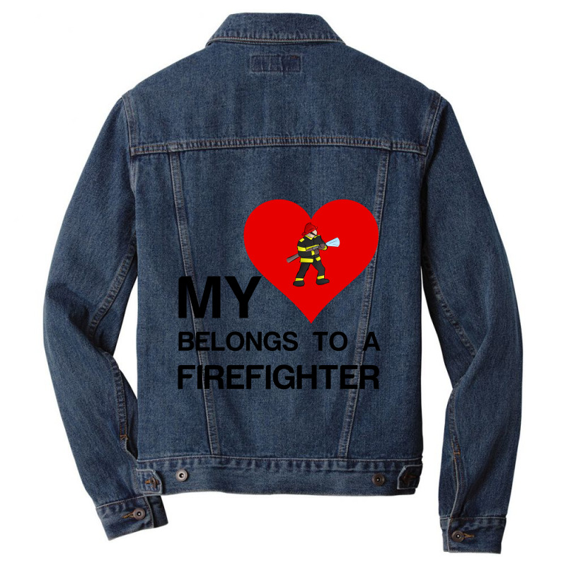 My Heart Belongs To A Firefighter Men Denim Jacket | Artistshot