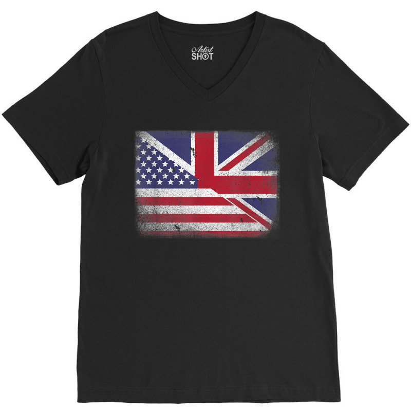 British American Flag Great Britain Union Jack . V-neck Tee | Artistshot