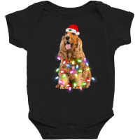 Cocker Spaniel Dog Santa Christmas Tree Lights Xmas Boys Dog Baby Bodysuit | Artistshot