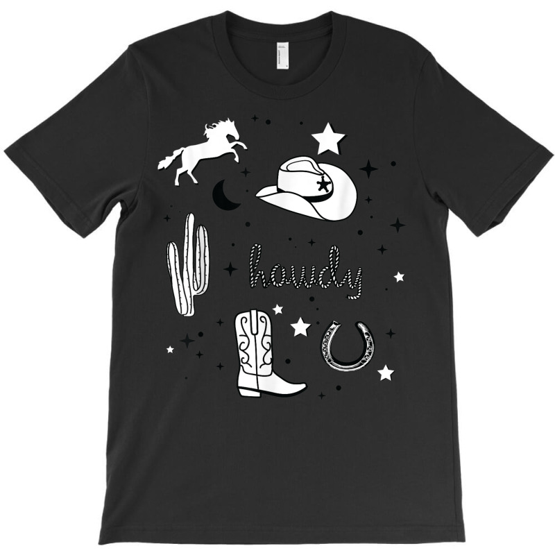 Pastel Cowboy Hat And Boot White And Black Cowgirl Aesthetic T-shirt | Artistshot