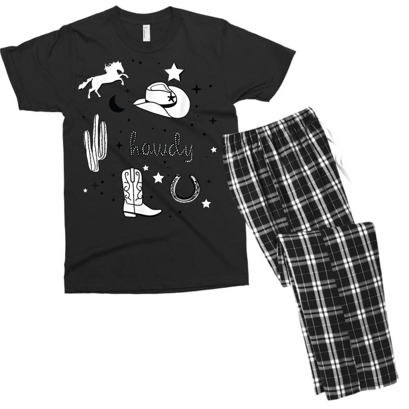 Pastel Cowboy Hat And Boot White And Black Cowgirl Aesthetic Men's T-shirt Pajama Set | Artistshot