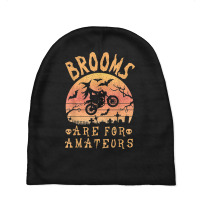 Brooms Are For Amateurs Bike Riding Funny Halloween Baby Beanies | Artistshot