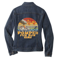 Pompeii Fun Run Ad 79 Vintage Retro Distressed Gift Ladies Denim Jacket | Artistshot