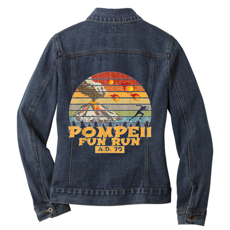 Pompeii Fun Run Ad 79 Vintage Retro Distressed Gift Ladies Denim Jacket | Artistshot