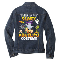 This Is My Scary Costume Abuelito Ghost Pumpkin Halloween Ladies Denim Jacket | Artistshot