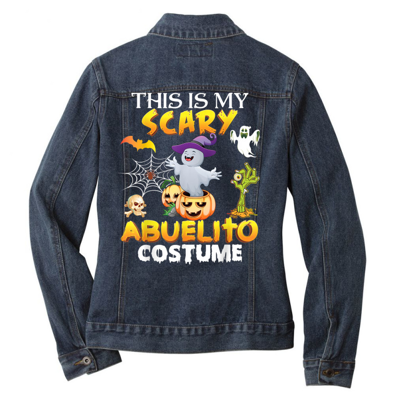 This Is My Scary Costume Abuelito Ghost Pumpkin Halloween Ladies Denim Jacket by Amenity | Artistshot