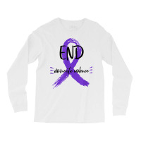 End Domestic Violence With A Ribbon Domestic Violence Aware T Shirt Long Sleeve Shirts | Artistshot