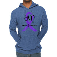 End Domestic Violence With A Ribbon Domestic Violence Aware T Shirt Lightweight Hoodie | Artistshot