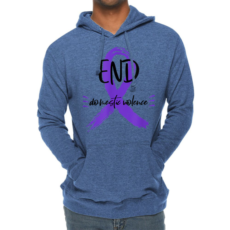 End Domestic Violence With A Ribbon Domestic Violence Aware T Shirt Lightweight Hoodie by cm-arts | Artistshot