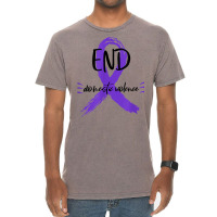 End Domestic Violence With A Ribbon Domestic Violence Aware T Shirt Vintage T-shirt | Artistshot