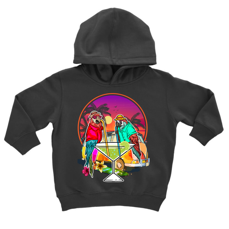 Tropical Summer Vacation Birds  Parrots Drinking Margarita Long Sleeve Toddler Hoodie by cm-arts | Artistshot