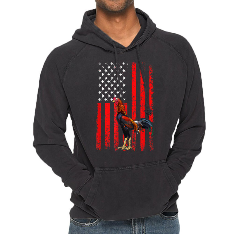 American Flag Cock Fighting Rooster Vintage Hoodie by pennyWelborn | Artistshot