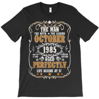 37th Birthday For Man Myth Legend October 1985 Vintage T-shirt | Artistshot