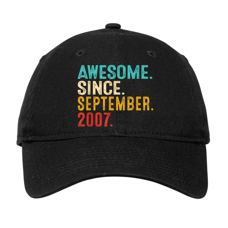 Awesome Since September 2007 15th Bday Gift 15 Year Old Boy Adjustable Cap | Artistshot