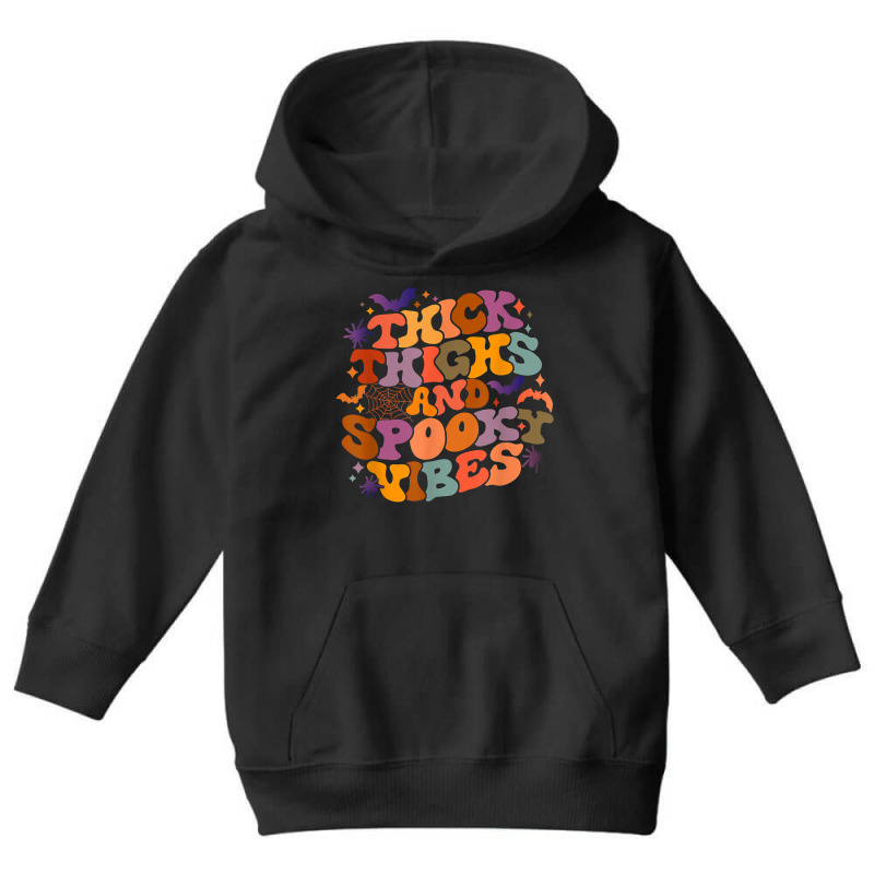 Retro Thick Thighs And Spooky Vibes Halloween Party Groovy Youth Hoodie | Artistshot