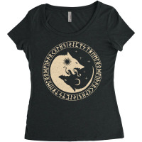 Geri & Freki Odin Wolves Viking Odin Wotan Germanic Moon Sun Pullover Women's Triblend Scoop T-shirt | Artistshot