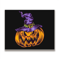 Halloween Pumpkin Witch Hat Witchcraft Costume Metal Print Horizontal | Artistshot