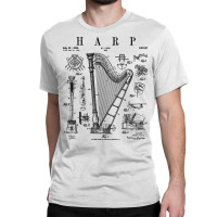 Harp Vintage Patent Harpist Drawing Print T Shirt Classic T-shirt | Artistshot