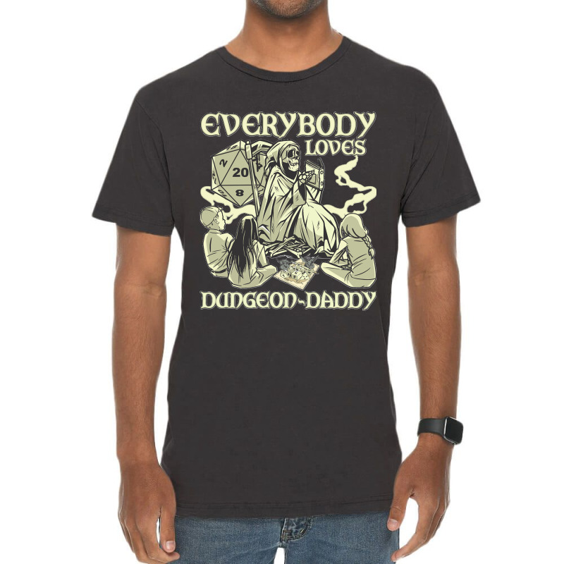 Rpg Gamer Dungeon Daddy D20 Dice Pen And Paper Board Game Classic Vintage T-shirt | Artistshot