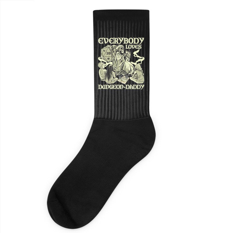 Rpg Gamer Dungeon Daddy D20 Dice Pen And Paper Board Game Classic Socks | Artistshot