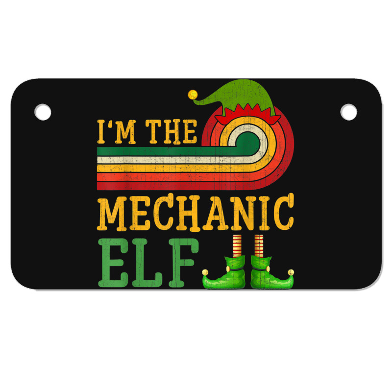 I'm The Mechanic Elf Matching Group Christmas Party Pajama Motorcycle License Plate | Artistshot